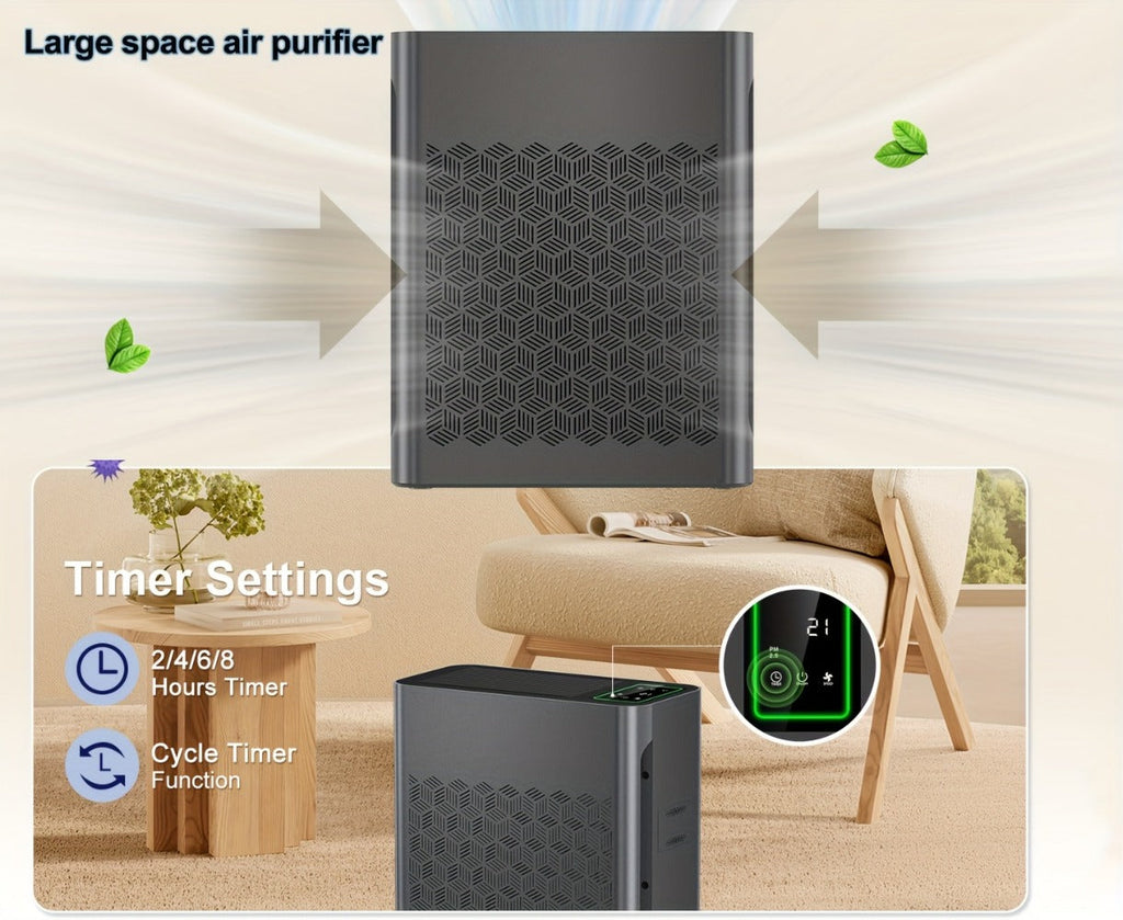 Large Area Air Purifier Covers 1095ft2 with Air Quality Display Timer for Bedroom Living Room Indoor Home Office Multiple Colors
