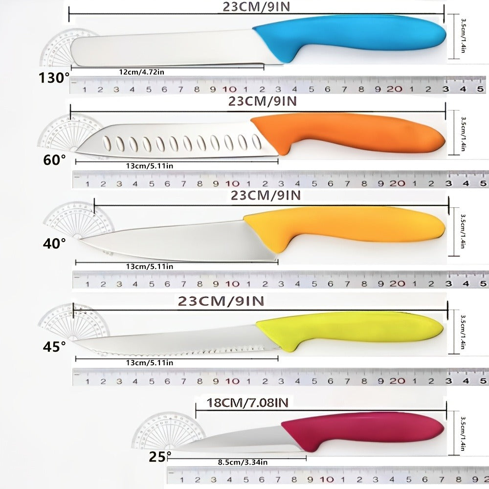 5-Piece Paring Knife Set Ultra Sharp German Steel Kitchen Knives PP Ergonomic Handle Fruit Vegetable