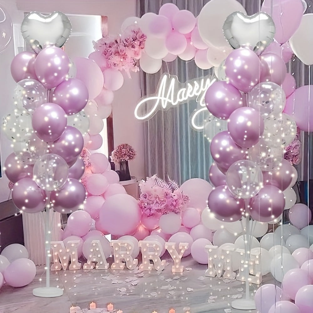 Balloon Stand Kit 63-Inch with Base | 19-Balloon Arch Holder for Birthday, Wedding, Graduation & Christmas Party Centerpiece - Sturdy PP Pole, Table & Floor Use, Easy Assembly, Durable Reusable 2pcs
