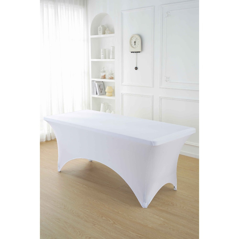 Spandex Tablecloth Stretch Table Cover Fitted Rectangle Table Cloth for Wedding Party Event 3/5pcs White Black