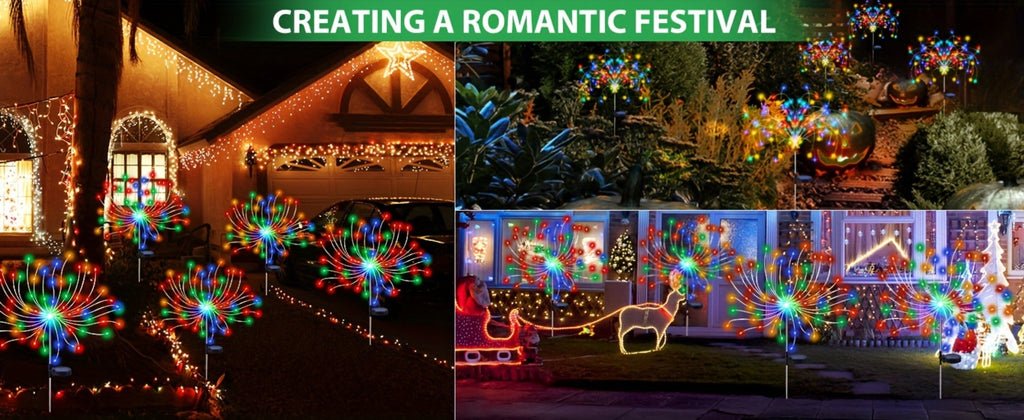 Solar Fireworks Lights Outdoor ¨C 60 to 420 LED Solar Garden Fairy Lights with 8 Modes, Waterproof Copper Wire Sparkler Lights for Garden, Patio, Yard, Pathway & Holiday Decoration