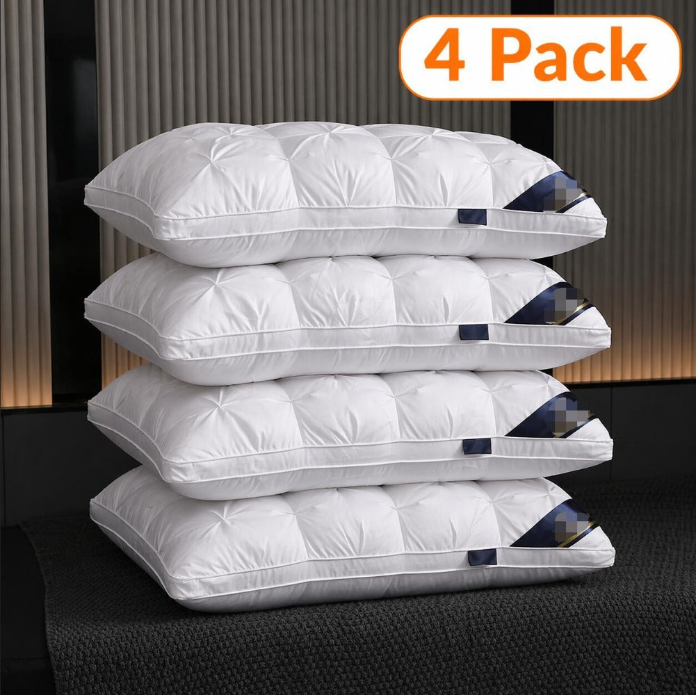 Hotel Quality Pillow Soft Polyester Fiber Bed Pillow with Zipper Closure for Deep Sleep Neck Support, Machine Washable All Season Pillow for Home Bedroom, White Grey 1 2 4 Pack