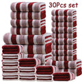 Bath Towel Set 30 Piece Coral Fleece Super Soft Quick Dry Fast Absorption Lightweight Large Wide Towels for Home Hotel Spa Gym Camping Christmas Gift Red Gray Green Navy Blue Purple Brown