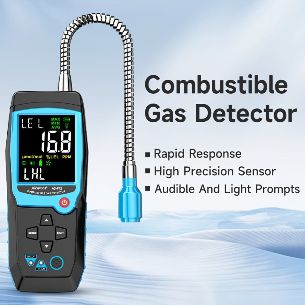Gas Leak Detector Combustible Gas Detector Aicevoos AS-F12 Natural Gas Methane Tester Sound Light Alarm Electrochemical Sensor Home Industrial Safety
