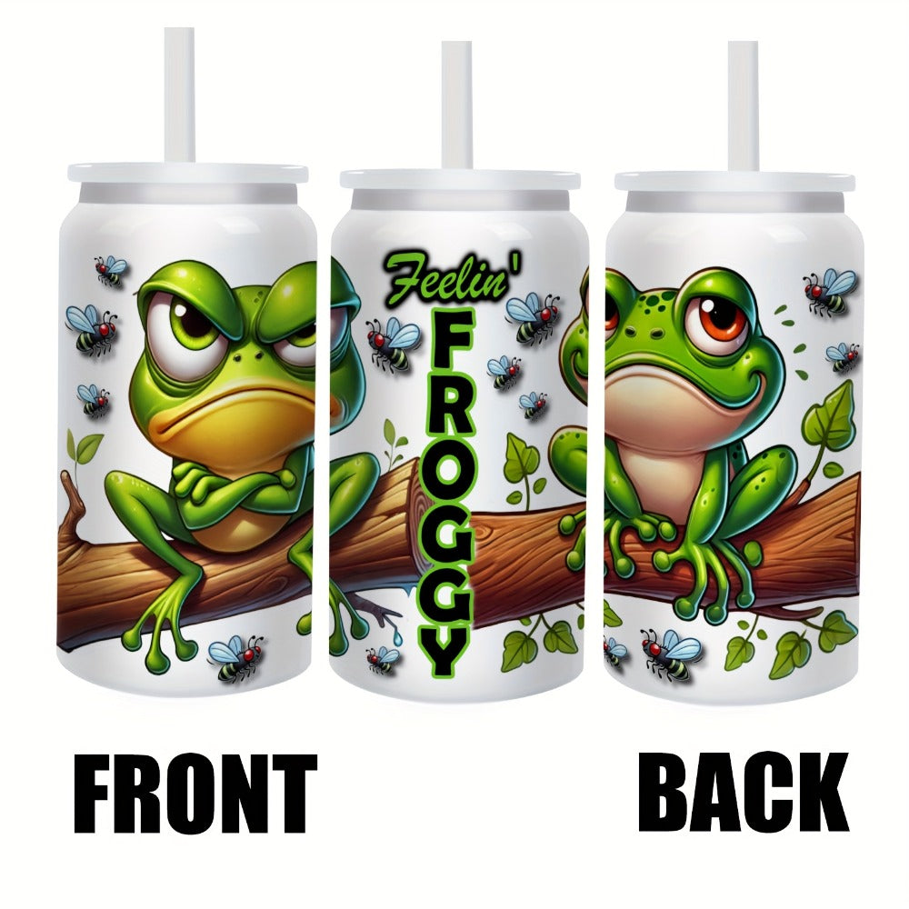 Frog Insulated Stainless Steel Water Bottle 16oz 40oz Cute Tumbler with Lid, Temperature Retention Travel Mug for Home Office Kitchen, Funny Gift for Women Men