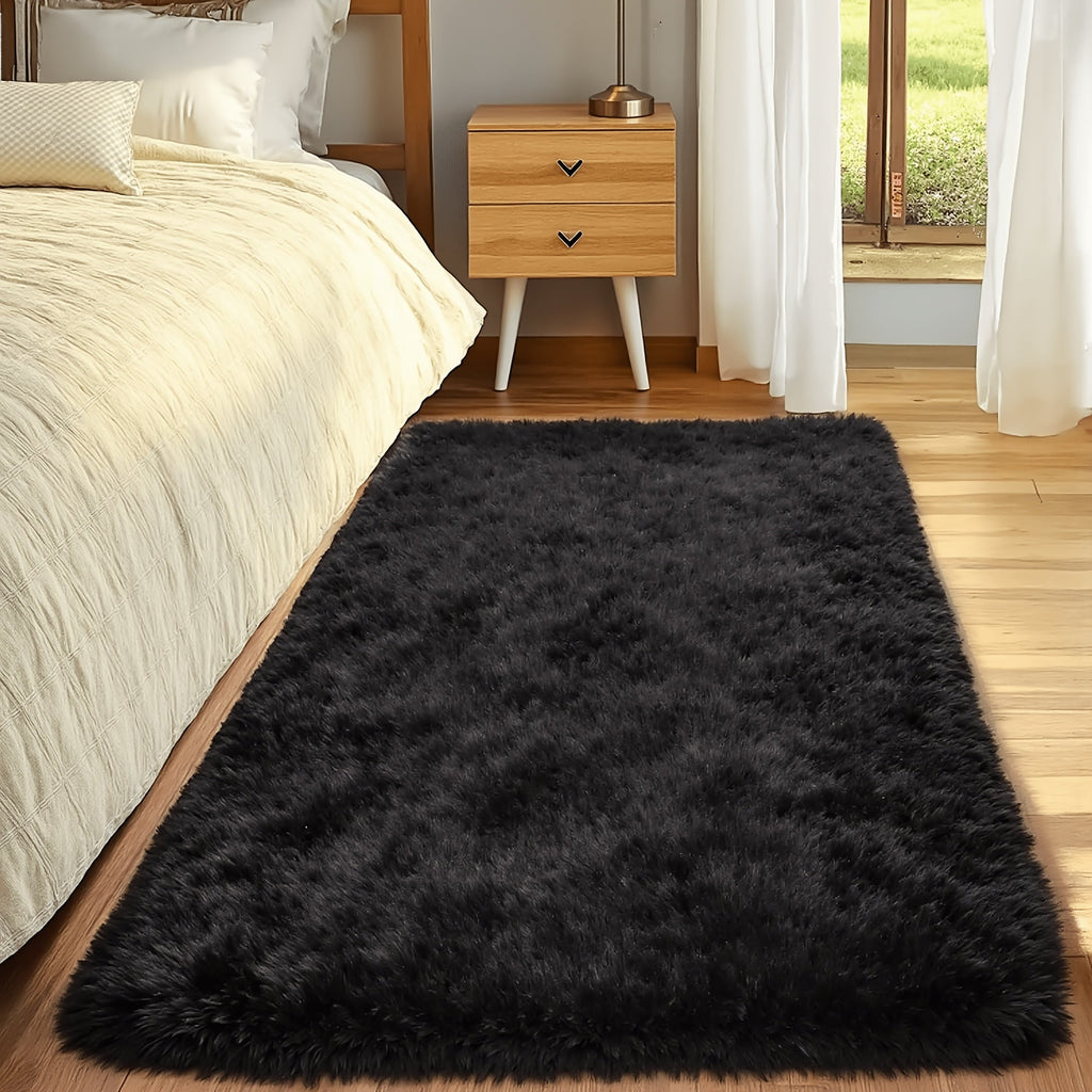 Plush Shaggy Area Rug 1.6 Inch Thick Non-Slip Machine Washable Polyester Carpet - Tie-Dye & Solid Color Fluffy Rectangle Rug for Living Room, Bedroom & Study | Silicone Grip Backing | 4 Sizes Available