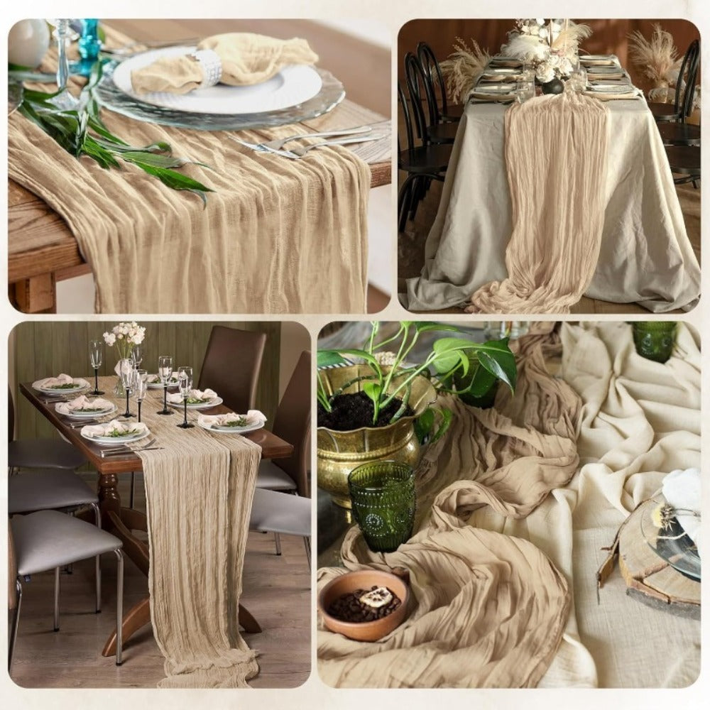 Cheesecloth Table Runner 6 Pack | Boho Gauze Semi-Sheer Fabric 21.7¡Á72.8 Inch for Wedding, Baby Shower & Farmhouse Decor
