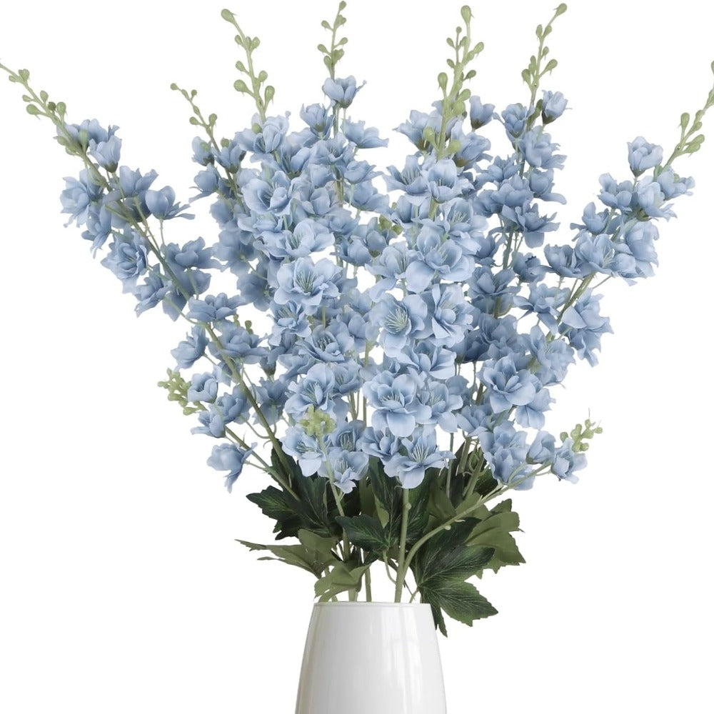 Artificial Delphinium Flowers 8pcs 33.5 Inch Faux Larkspur Stems for Wedding Centerpieces, Tall Silk Flower Bouquet for Home Vase Table Garden Decor