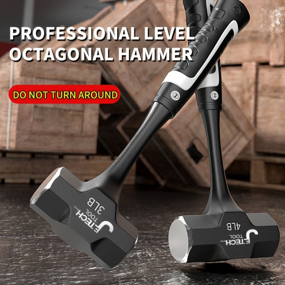 Octagonal Hammer 2/3/4 LB ¨C Heavy-Duty Non-Slip Handle, Professional Masonry & Demolition Sledge Hammer for Stone, Concrete, Construction & DIY Home Projects