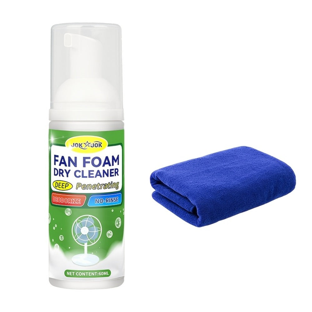 Fan Cleaner Spray Deep Cleaning Maintenance for Fan Blades Grilles Motor Internal Components Reduces Dust Adhesion for Desktop Ceiling Floor Fans Air Conditioner Equipment with Cleaning Towel 2.03oz