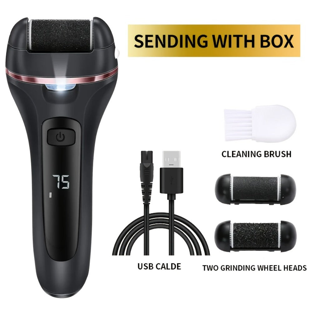 Electric Pedicure Foot File 10-in-1 Kit ¨C Rechargeable with Digital Display, 3 Roller Heads, Dead Skin & Hard Skin Remover for Men & Women