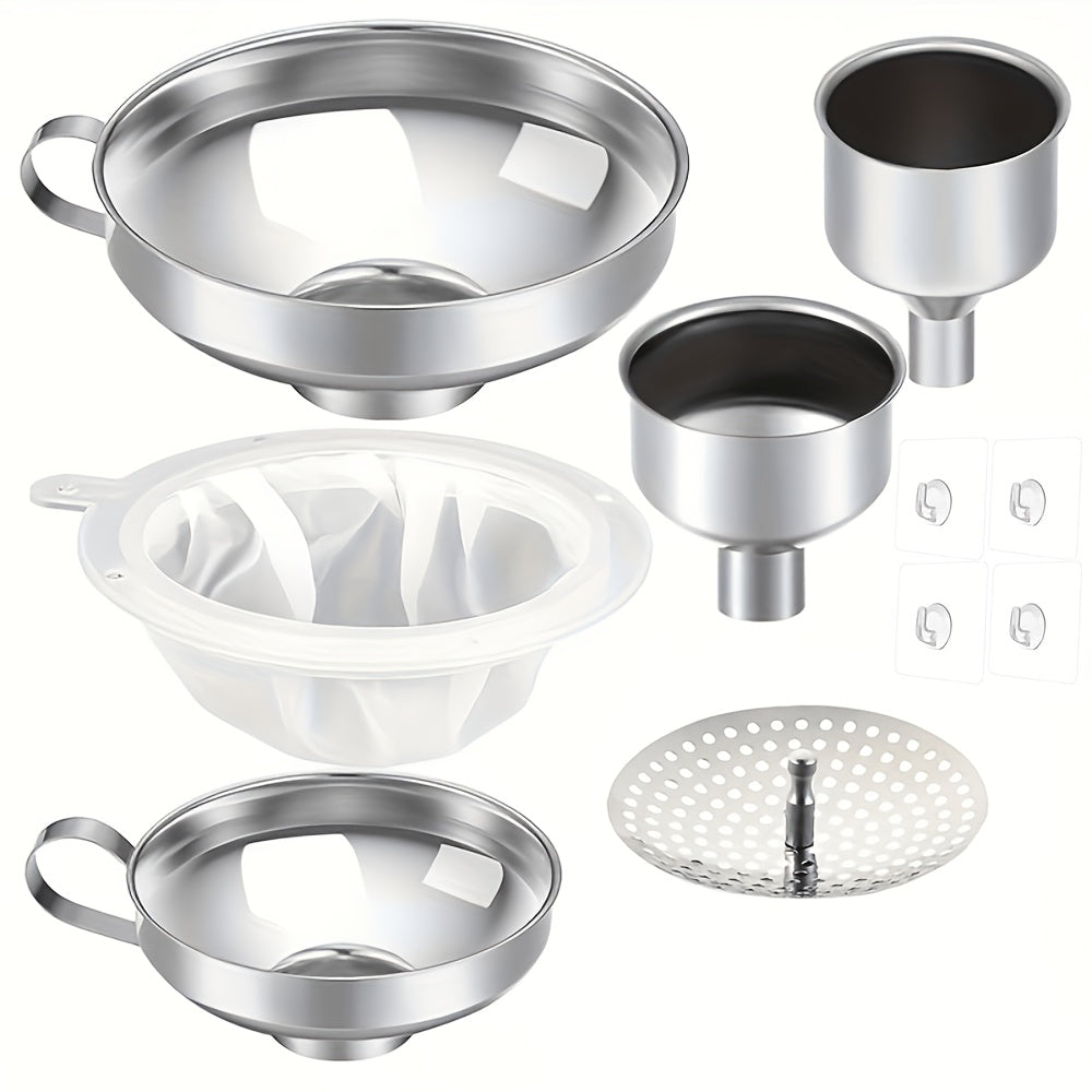 Stainless Steel Funnel Set of 12 Wide Mouth Kitchen Funnels for Mason Jar Canning Liquid Oil Jam Salad Dressing Transferring Multi-Functional Food Grade Funnel Kit