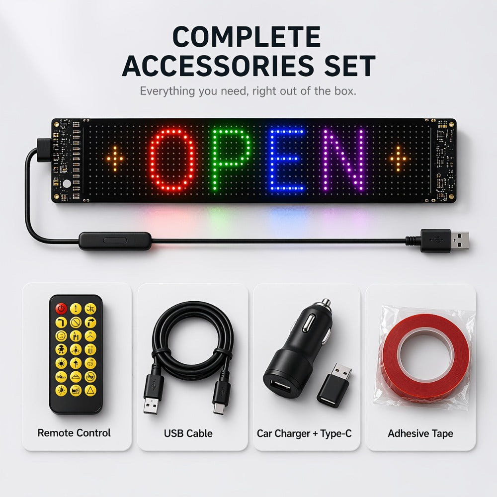Programmable LED Sign ¨C Flexible Matrix Display with App Control, Custom Text & Animations, Music Sync, USB Powered LED Panel for Bedroom Decor Store Window Business Display (3 Sizes)