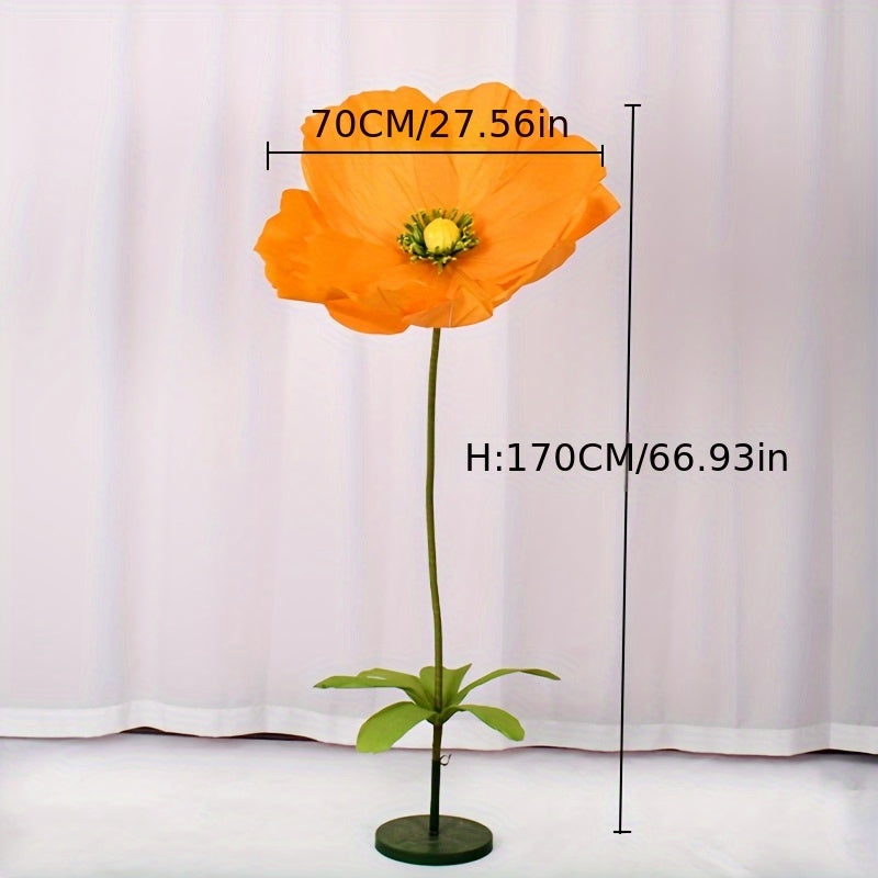 Giant Paper Poppy Artificial Flower - Super Large Floor Standing Fake Flower for Wedding Backdrop, Shop Window Display, Event & Party Decoration, Paper Art Floral Decor, Multiple Colors