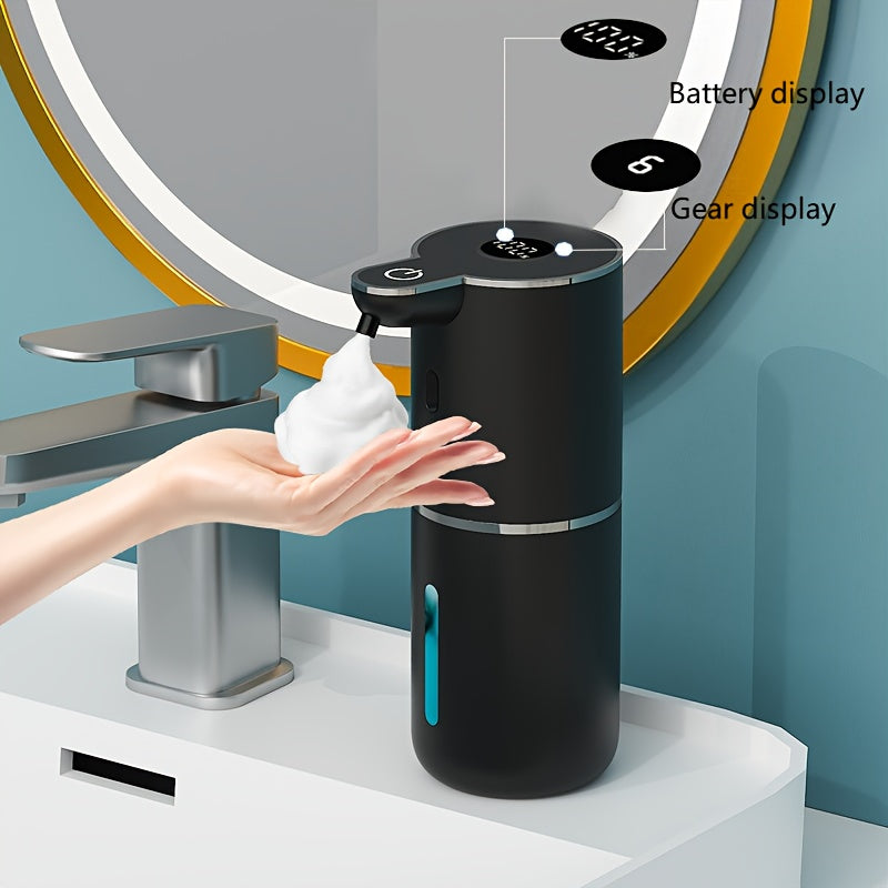 Automatic Sensor Soap Dispenser Foam Type 6 Gear Digital Display - Rechargeable Touchless Large Capacity Countertop or Wall Mount | Black White | Kitchen Bathroom Restroom Hands Free