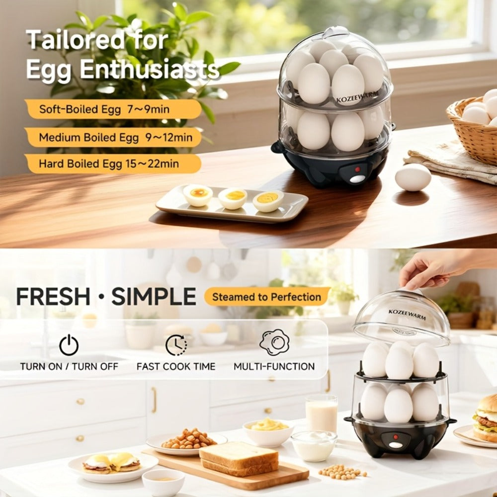 Electric Egg Boiler & Cooker with Auto Shut-Off ¨C Single & Double Layer, Multi-Function for Hard Boiled, Soft Boiled, Scrambled, Omelette, Steamed Vegetables & Dumplings, 4 Colors
