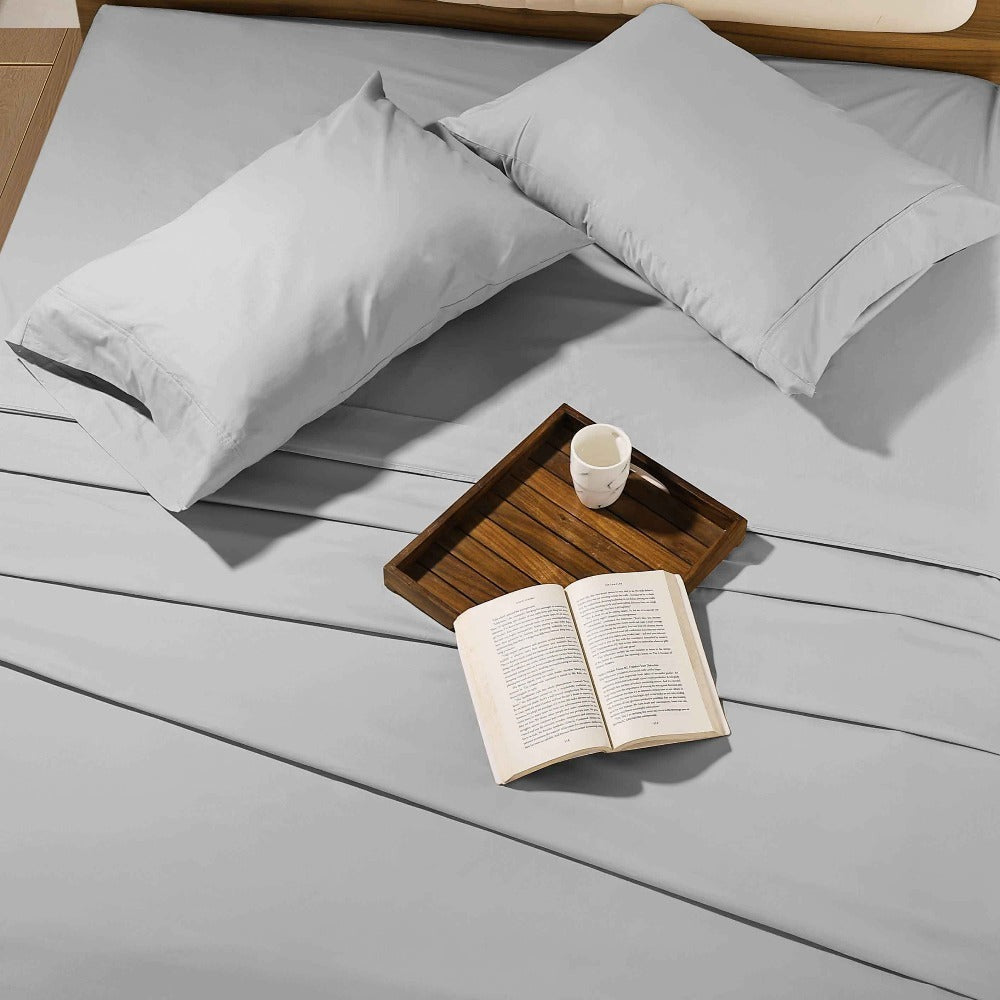 Egyptian Cotton Sheet Set 1000 Thread Count - Deep Pocket Fitted Sheet, Sateen Weave, Breathable Soft Bedding Set for King Queen Full Twin