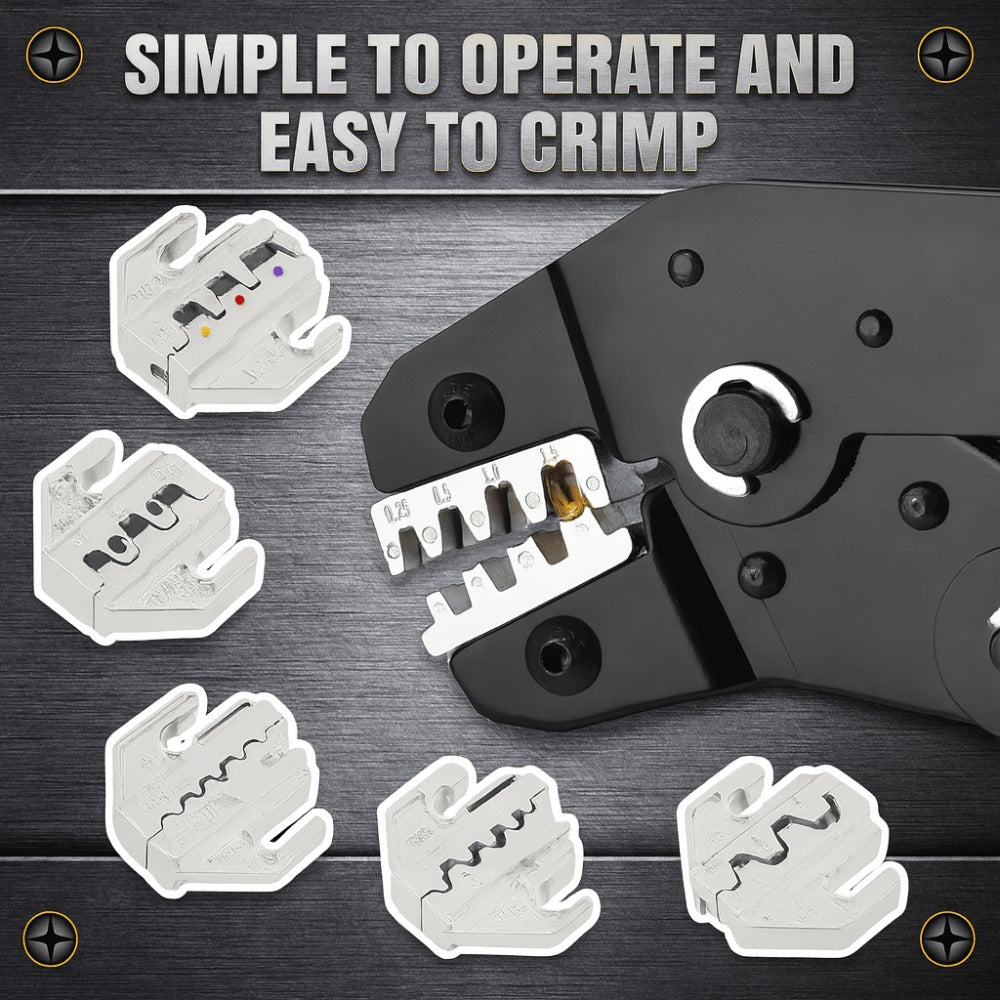 Wire Crimper Kit 718pcs SN-68B Ratchet Crimping Tool AWG28-16 with Replaceable Jaw & Assorted Terminals ¨C Insulated Cable Connector Male Female Pair Electrical Wiring Set