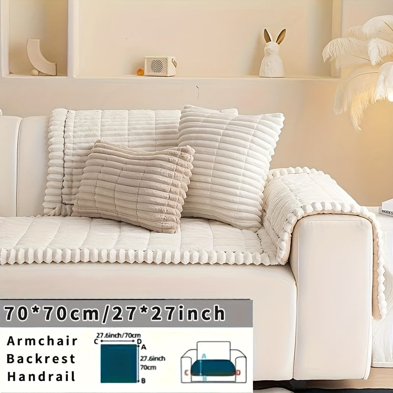 Sofa Cushion Cover Plush Velvet Washable Seat Pad Wavy Edge Soft Kapok Filling for Couch Loveseat 1 2 3 4 Seater ¡ª Easy Install Home Decor Protection