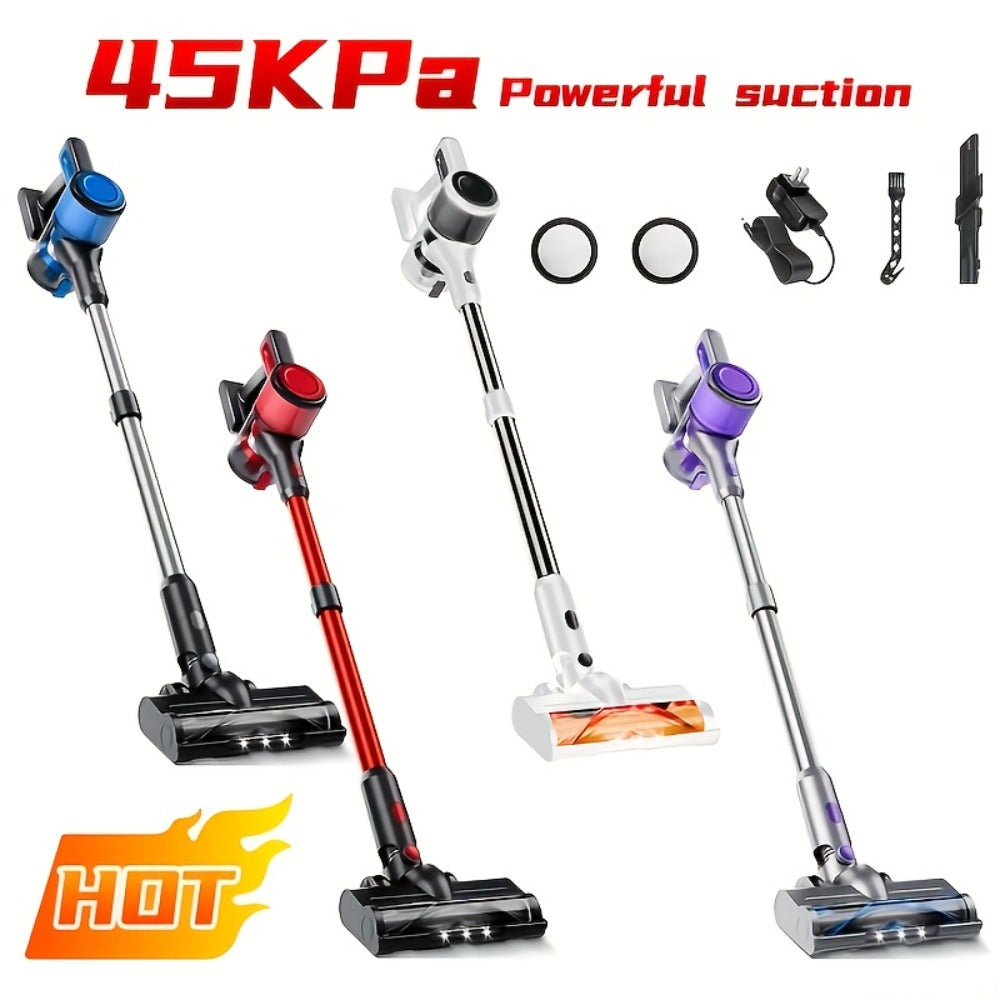 45KPA Cordless Stick Vacuum Cleaner 8-in-1 Rechargeable, Up to 45 Min Runtime Lightweight Handheld Vacuum for Carpet Pet Hair Hardwood Floor Home, Powerful Suction Multi-Attachment Floor Vacuum Cleaner