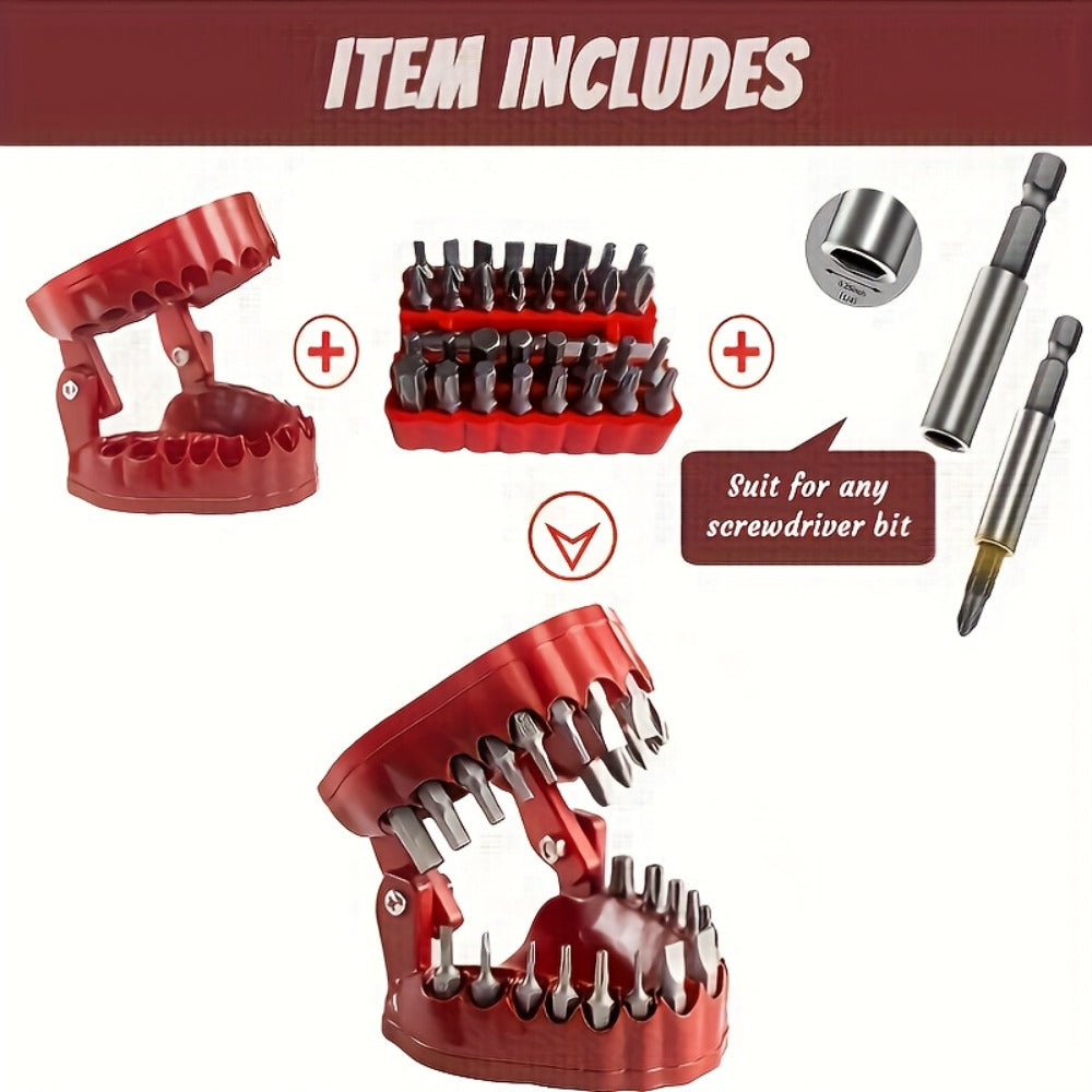 Drill Bit Holder with Base & 28-Piece 1/4¡± Hex Drill Bits ¨C 2-in-1 Desktop Screwdriver & Desk Organizer Gadget, Unique Tool Gift for DIY Enthusiasts & Home Workshop
