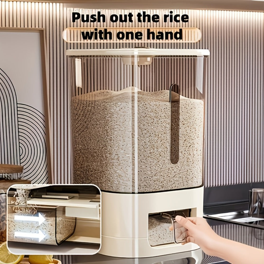 Airtight Rice Container with Measuring Cup | Large Capacity Moisture-Proof Rice Dispenser for Rice, Grains, Flour, Pet Food ¨C BPA-Free Kitchen Food Storage