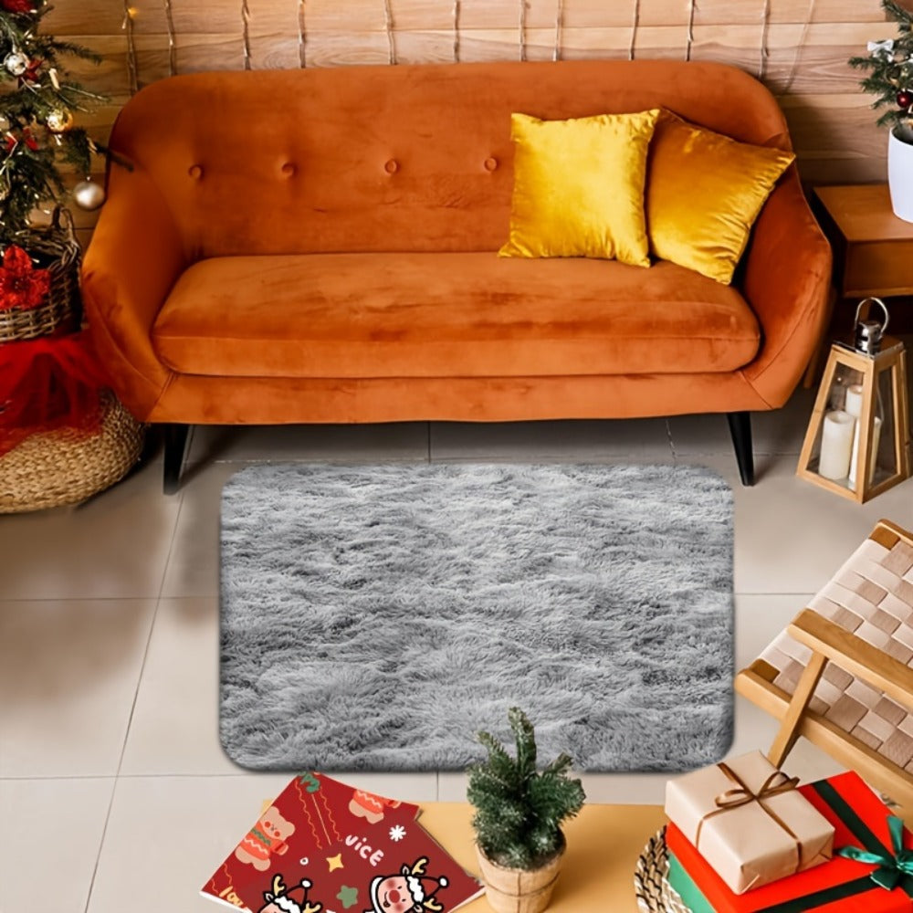 Tie-Dye Plush Area Rug Soft Non-Slip - Absorbent Machine Washable Fluffy Mat for Living Room Bedroom Bathroom, Modern Luxury Home Accent Rug, Dark Gray Black Light Gray Pink, 2 Sizes
