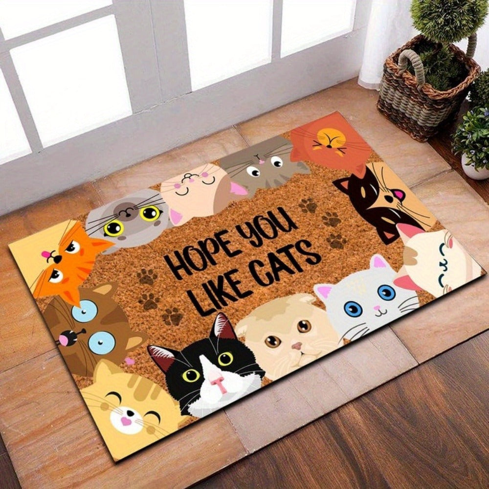 Cat Paw Print Non-Slip Doormat Indoor Outdoor Entrance Bedroom Living Room Floor Mat Flannel Washable Carpet Home Decor Gift