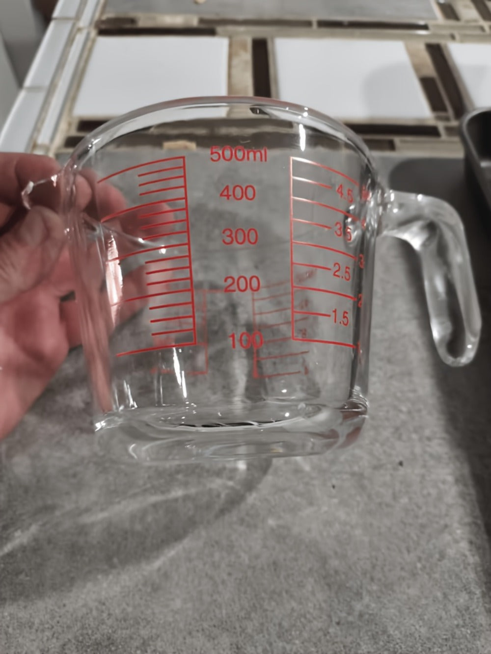 Glass Measuring Cup Heat Resistant Large Capacity with Handle 16.9 oz 33.8 oz Reusable Kitchen Baking Liquid Measuring Cup Set with Measuring Spoons
