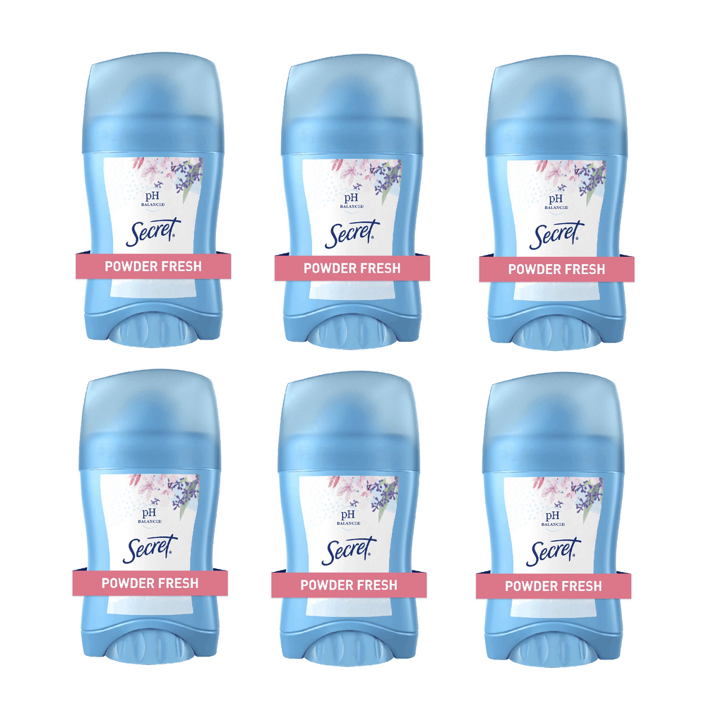 Secret Powder Fresh Antiperspirant Deodorant 1.7 oz ¨C 6 Pack, 48H Odor & Sweat Protection, Invisible Solid, Soft Powder Scent, Dermatologist Tested, Daily Underarm Protection for Women