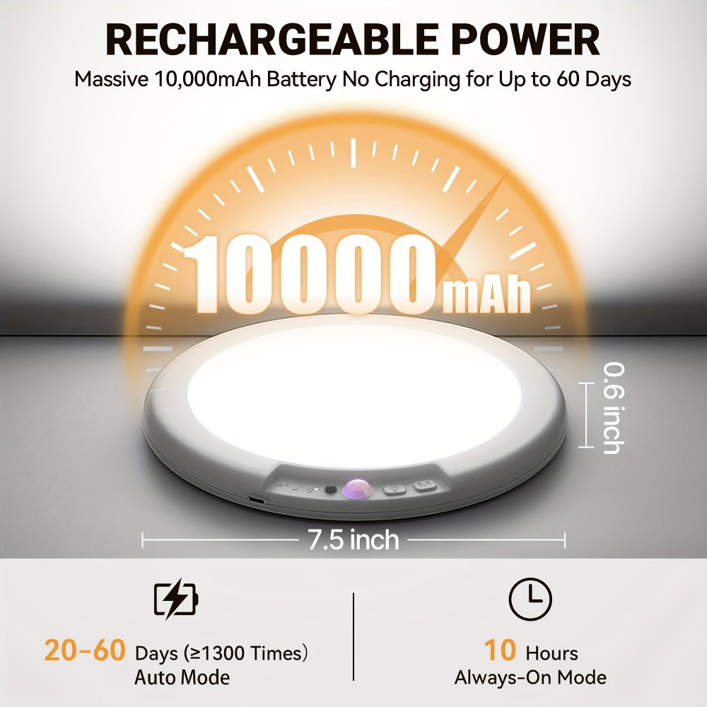 Rechargeable LED Ceiling Light with Motion Sensor ¨C Remote Control Dimmable, 3 Color Temps 3000K/4500K/6500K, 10 Brightness Levels, Battery Operated Closet Light for Bathroom Hallway Pantry Porch