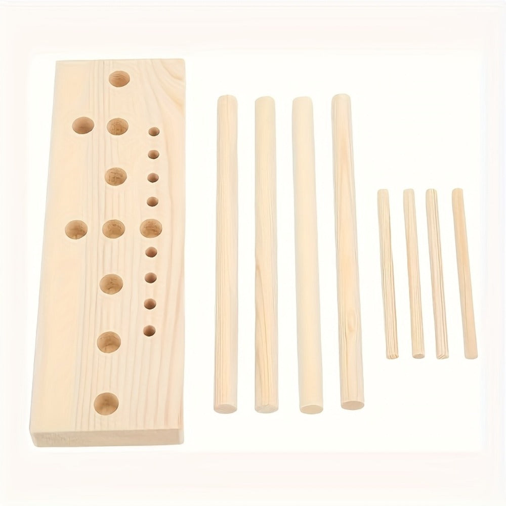 9-Piece Wooden Wreath & Bow Maker Crafting Tool Set, DIY Floral Wreath Molds with Wooden Sticks Rope Checkered Fabric, Party Decoration Craft Supplies for Holiday