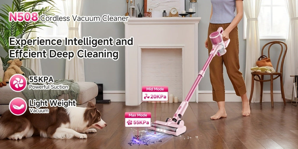 Cordless Vacuum Cleaner 55KPa 8-in-1 Stick Vacuum with LED Light 180¡ã Swivel Lightweight Wireless for Hardwood Carpet Pet Hair Stairs Car Sofa Home Office