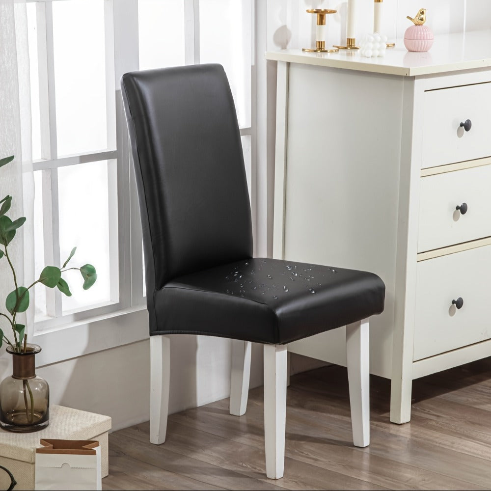Dining Chair Covers Set of 4 6 Waterproof PU Leather Stretch Slipcover Oil Proof Universal Fit Chair Protector for Dining Room Kitchen Hotel Home Decor - 9 Colors