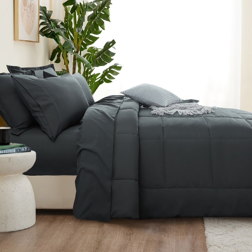 7 Piece Comforter Set Luxury Soft Fluffy Bedding All Season Bed in a Bag with Comforter Fitted Sheet Flat Sheet Pillowcases Hypoallergenic Breathable Easy Care Queen King Twin XL Full