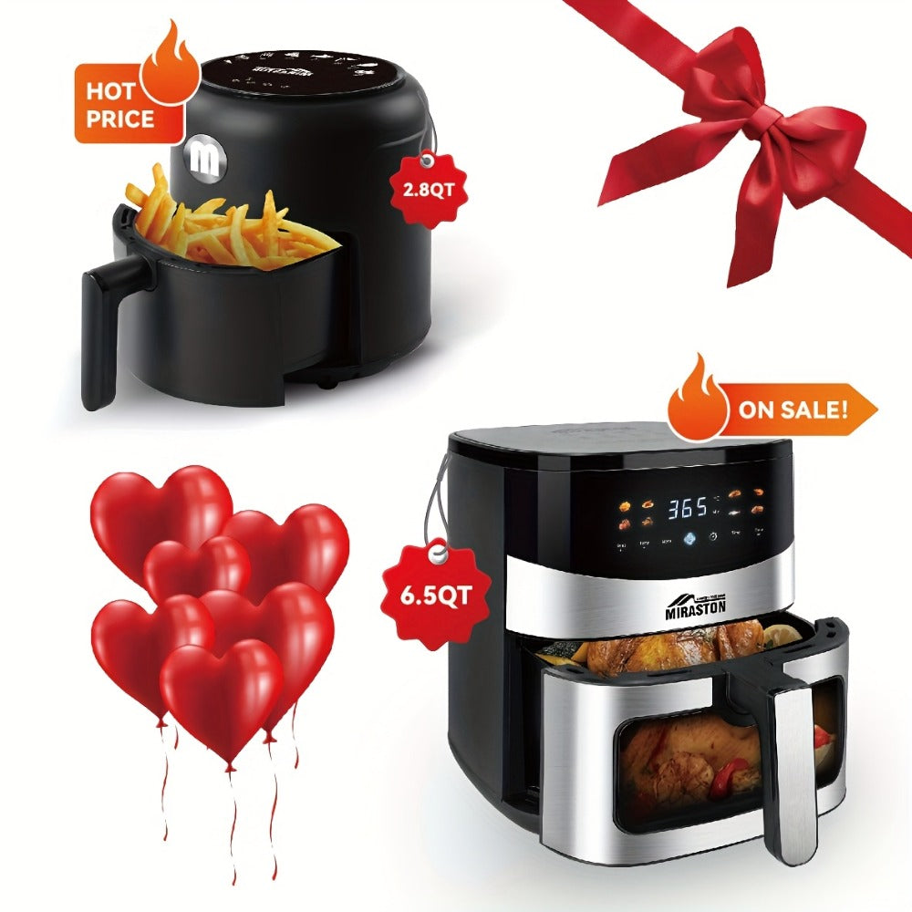 Air Fryer Smart Touch Screen ¨C 2.8QT & 6.5QT with Color Icons, Viewable Window, 8 Preset Recipes & Manual Adjustments, Dishwasher-Safe Basket for Family Meals & Party Cooking