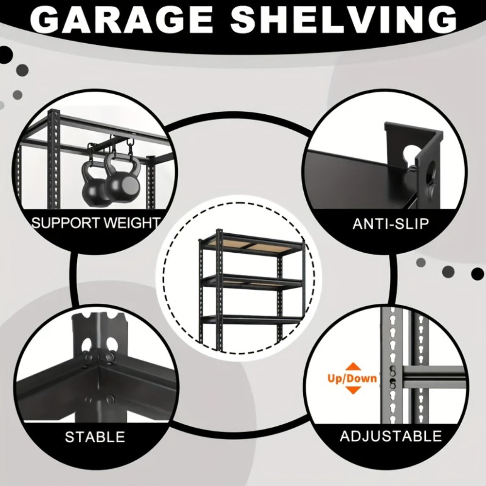 Heavy Duty Shelving Unit 5-Tier Metal Storage Shelves 2000 LBS Capacity, 60¡±H x 28¡±W x 12¡±D Adjustable Steel Rack for Garage, Closet, Pantry & Basement Organization, Easy Assembly Utility Shelf
