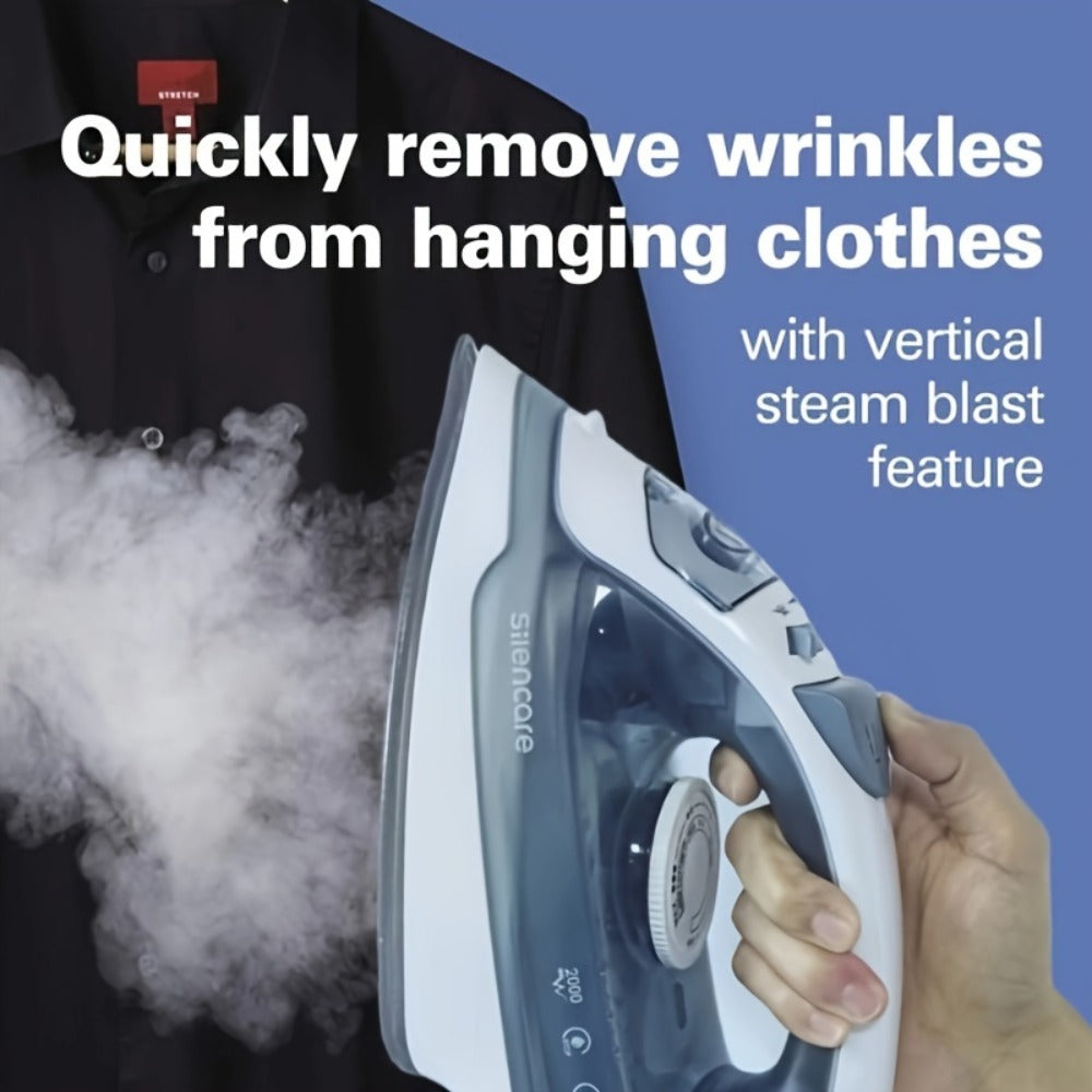 Clothes Steamer Non-Stick Soleplate Adjustable Thermostat Overheat Safety Protection 120V Portable Travel Steam Iron for Garment Wrinkle Removal Home Office Purple Grey