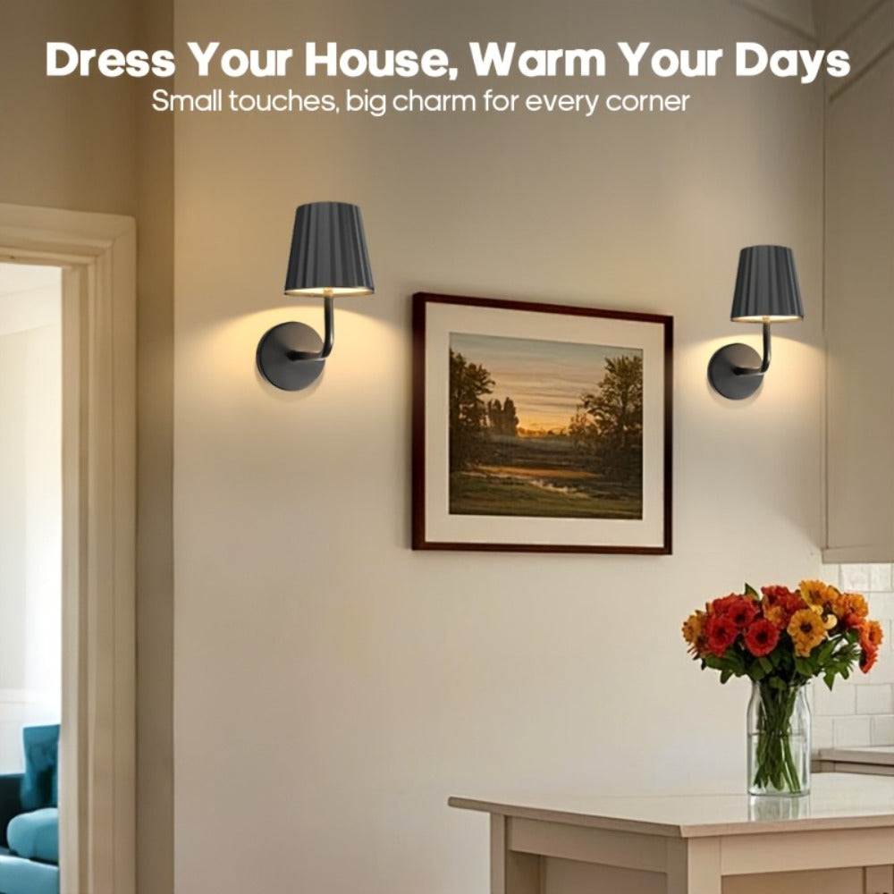 LED Wall Sconce Touch Dimmable Remote Control USB Powered Battery Backup 3 Color Temperatures Timer Easy Install for Bedroom Living Room Hallway Low Voltage No Wiring 1pc or 2pcs