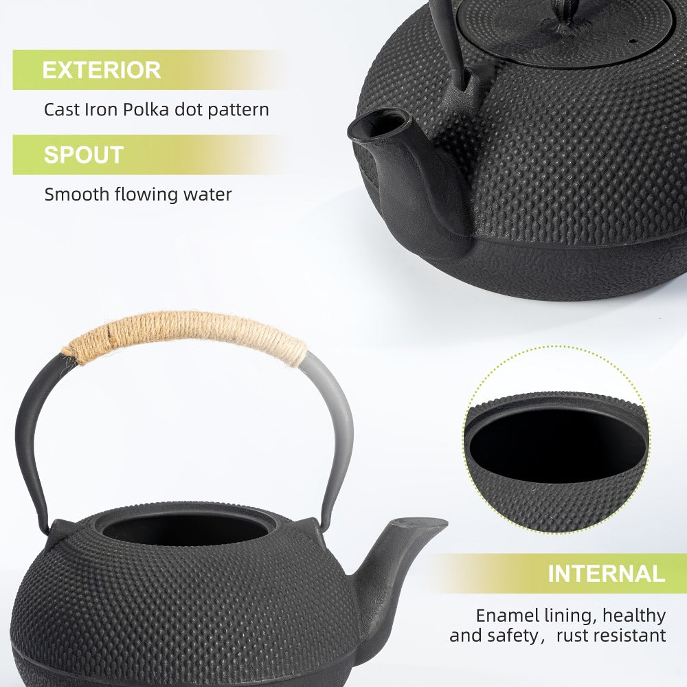 Cast Iron Teapot with Stainless Steel Infuser 60 oz ¨C Japanese Style Tea Kettle for Camping & Home Brewing