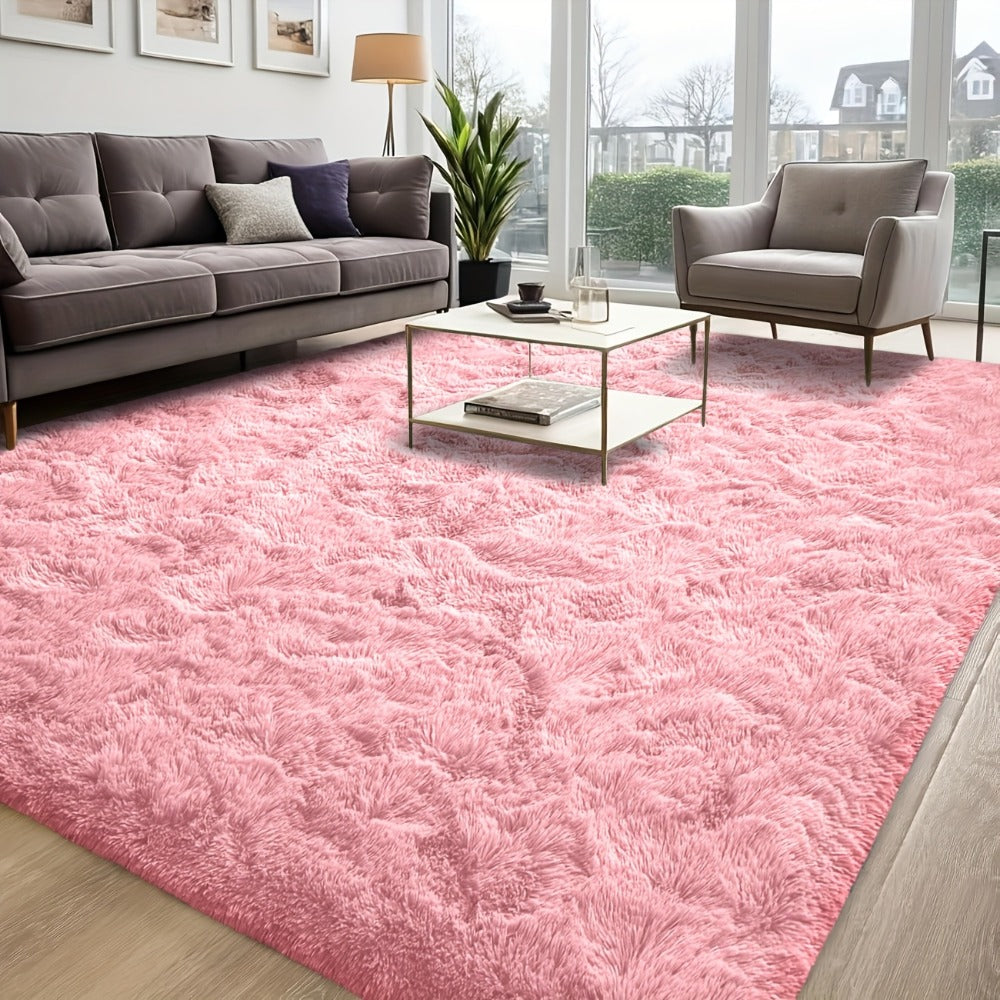 Shaggy Plush Area Rug - Soft Fluffy Carpet for Living Room, Bedroom & Sofa | Non-Slip Machine Washable Tie-Dye & Solid Color Long Pile Rug | Luxury Home Decor Floor Mat in Multiple Sizes & Colors