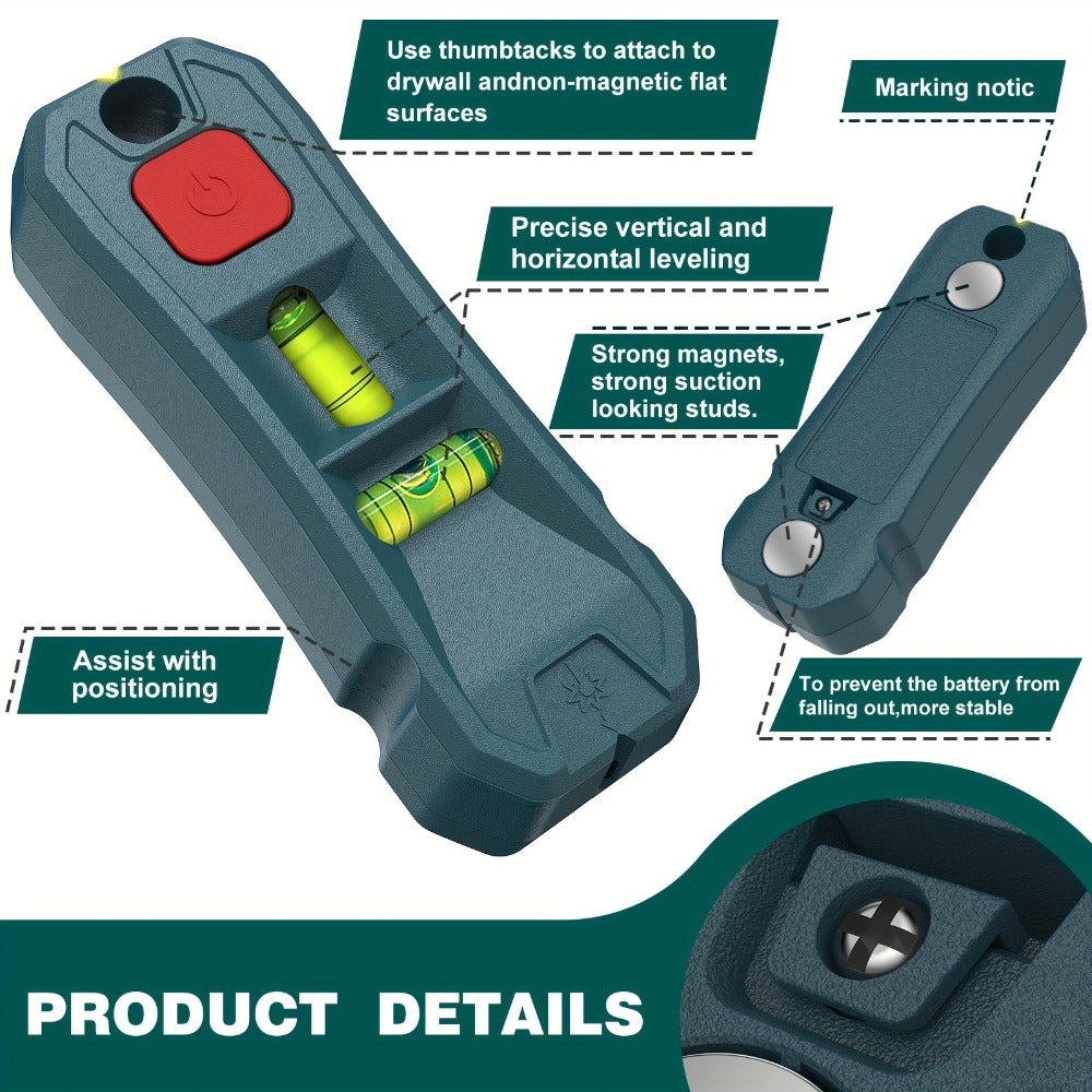 Magnetic Stud Finder with Laser Level ¨C High Brightness Laser Marker, Horizontal & Vertical Bubble Level, Wall Detector for Drywall & Wood, Nail Locator for Hanging Pictures & Home Renovation