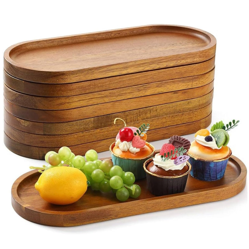 Wood Serving Tray Set ¨C Oval Wooden Charcuterie Boards & Serving Platters for Cheese, Snacks, Bread, Fruit & Appetizers ¨C Party, Buffet, Barbecue & Kitchen Decor