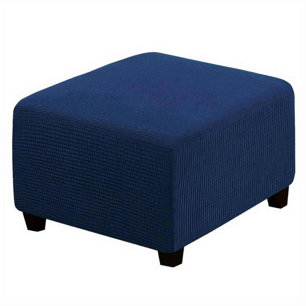 Square Ottoman Cover Elastic Stretch - Polar Fleece Footstool Slipcover with Elastic Band Closure Machine Washable for Home Office Decor, 6 Colors L XL