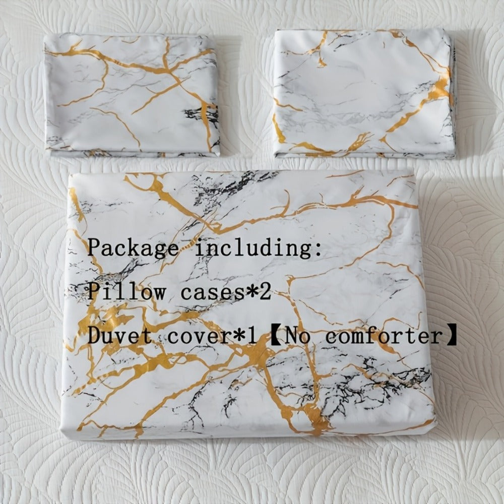 Duvet Cover Set 3 Piece Soft Bronzing Texture Bedding Set with Duvet Cover and 2 Pillowcases for Home Dormitory All Season Twin Full Queen King