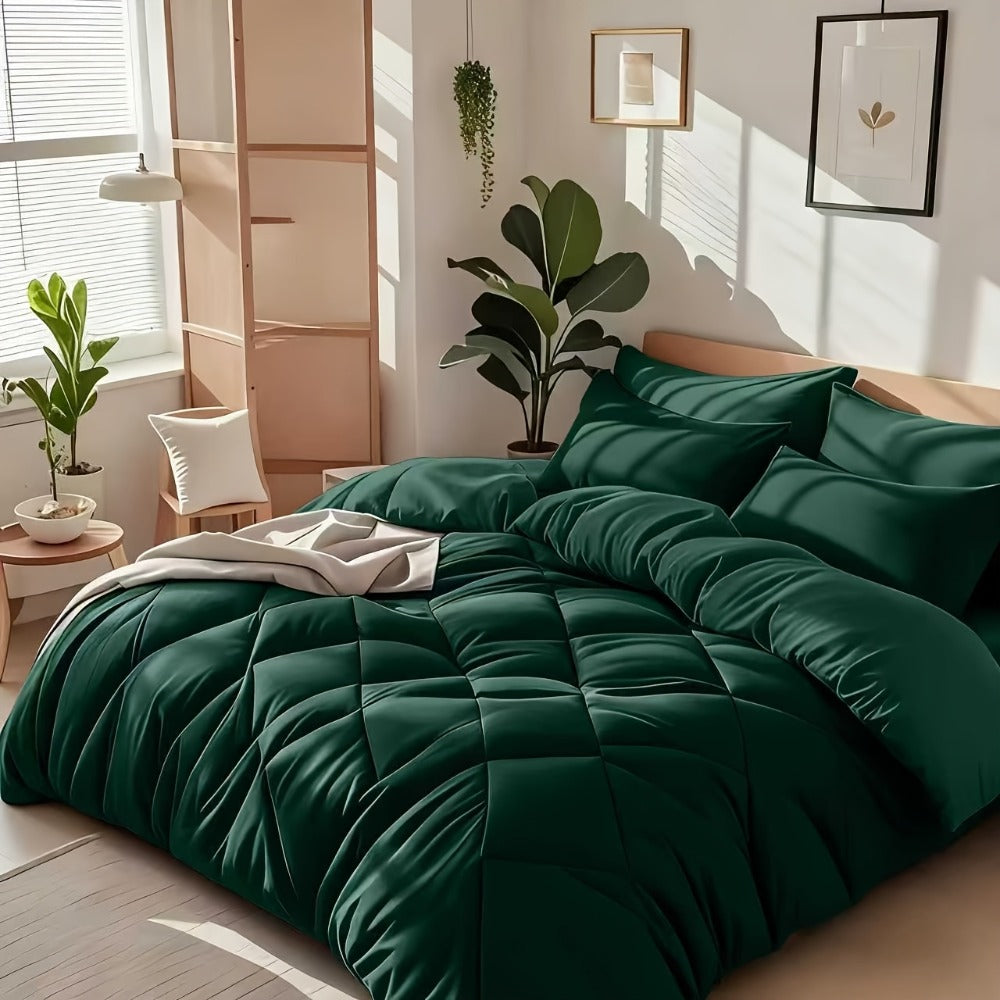 Cooling Comforter Set 2/3 Pcs ¨C Soft Fluffy Microfiber Lightweight Breathable Quilt, Rhombus Grid Solid Color Bedding for All Seasons, Twin Queen King ¨C Multiple Colors Available