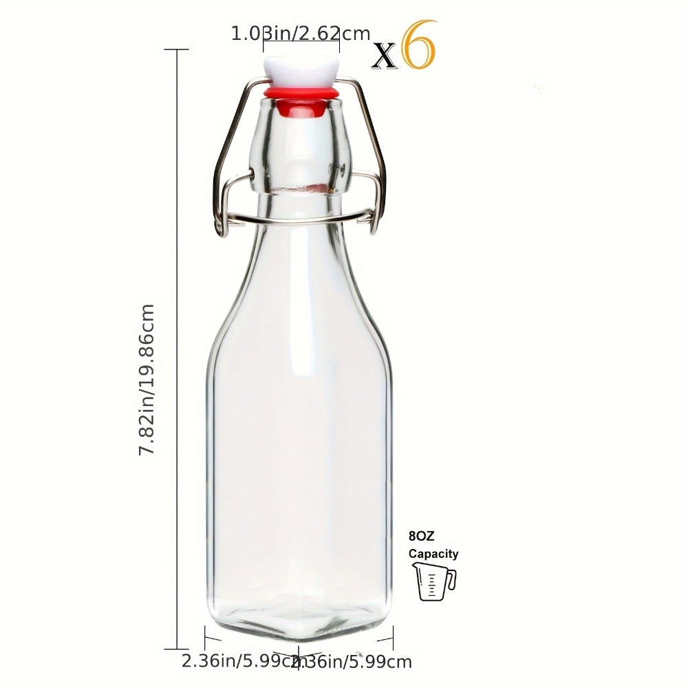 Glass Bottles with Airtight Lids 8oz - 6 9 12 Pack Clear Kitchen Storage Bottles for Kombucha Home Brewing Vanilla Extract Vinegar Homemade Juice Water Soda | Meal Prep Pantry Organization