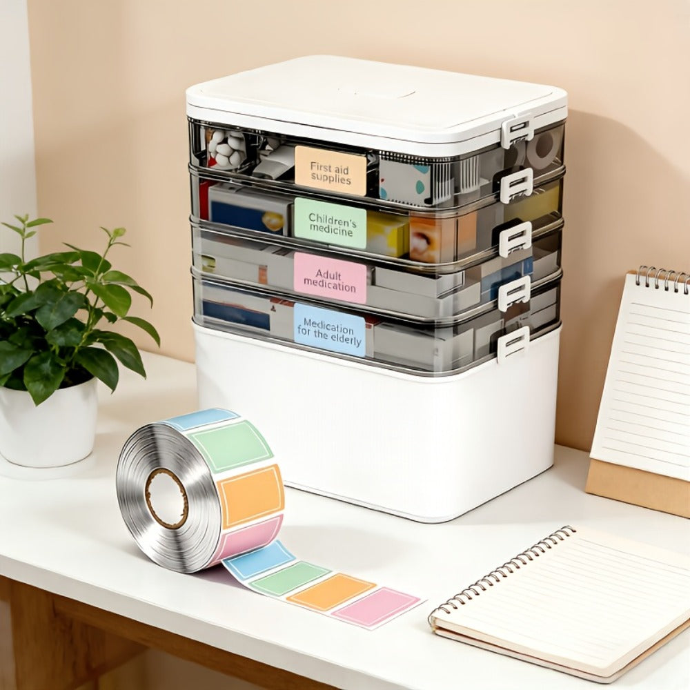 5-Tier Stackable Storage Box with Lids | Large Capacity Transparent Organizer with Handle for Home & Travel - Pill Box, Craft, Sewing, Cosmetics, Office & Bathroom Supplies, Easy to Clean, 30x16.5x31cm