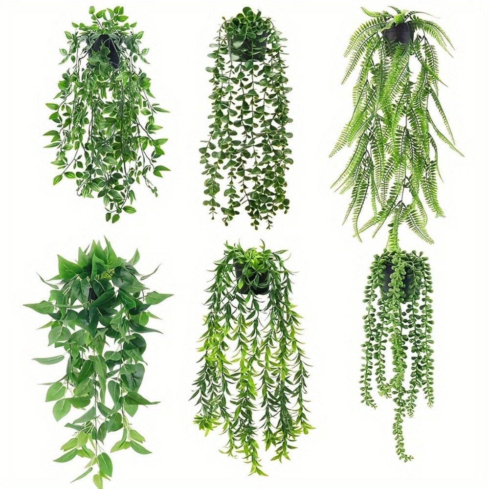 Artificial Hanging Ivy Vines ¨C Fake Eucalyptus & Mandala Green Vine Plants for Indoor Wall Decor ¨C Faux Hanging Plants for Bedroom, Bathroom, Balcony, Bookshelf & Living Room Aesthetic ¨C 6 or 8 Pack