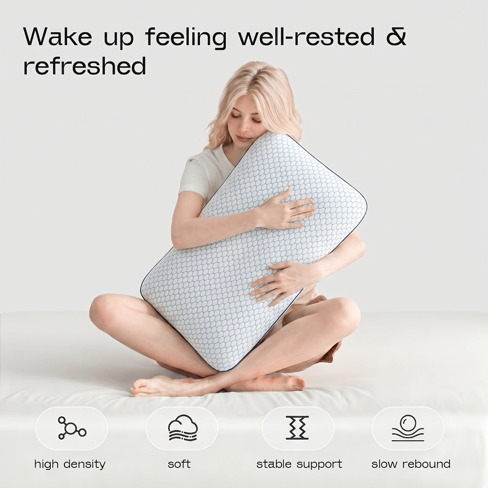 Bed Pillow for Side, Back & Stomach Sleepers ¨C Washable Cover, Breathable Mesh, Standard Size ¨C Blue & Grey